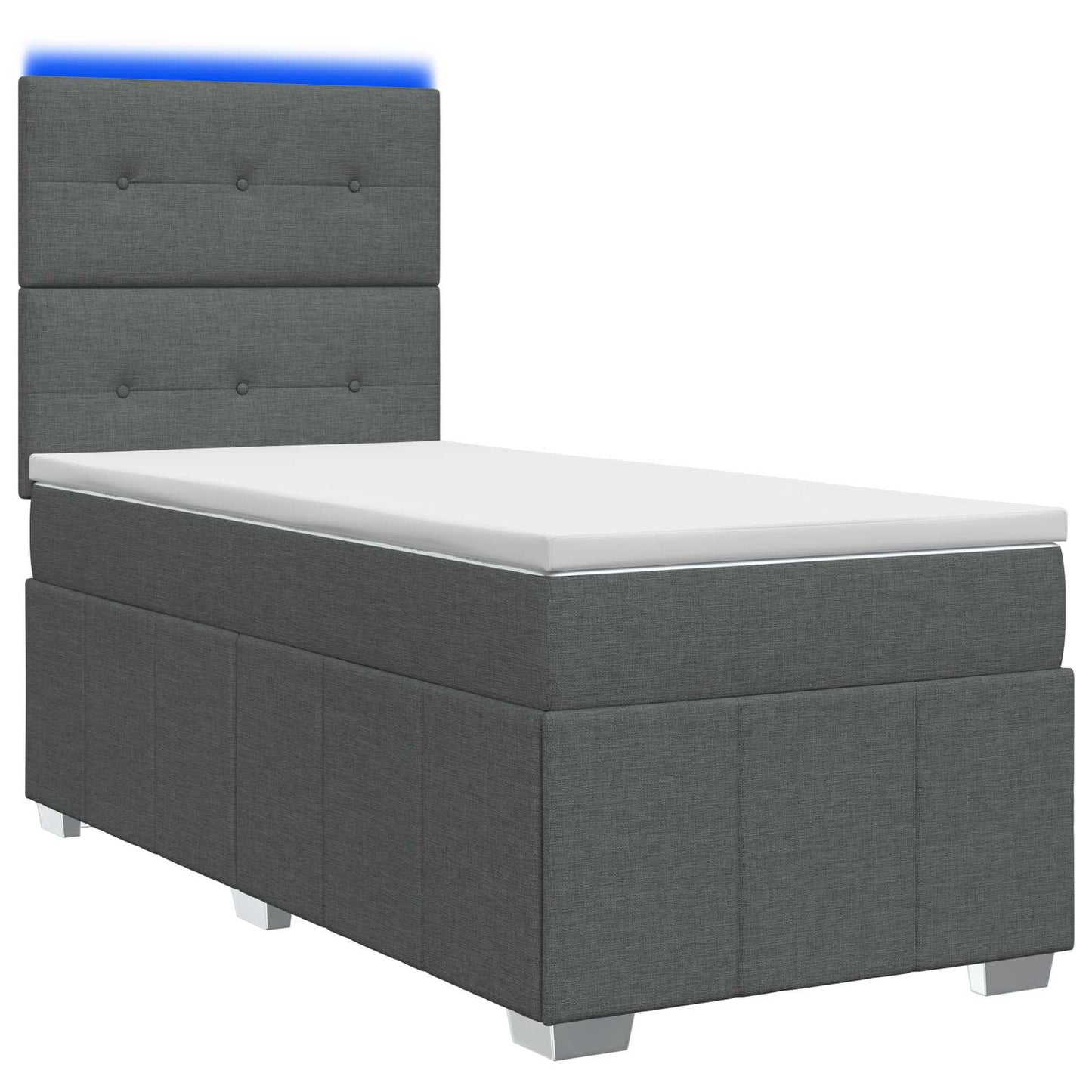 LED Boxspringbett mit Matratze Dunkelgrau 80 x 200 cm Stoff