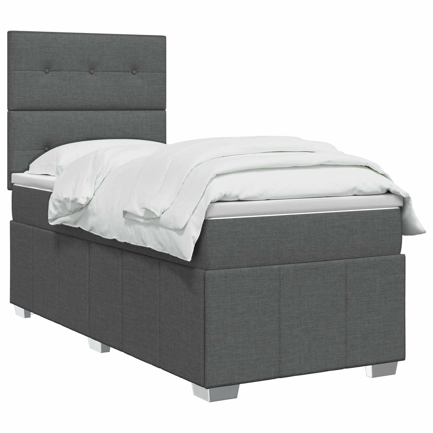 LED Boxspringbett mit Matratze Dunkelgrau 80 x 200 cm Stoff