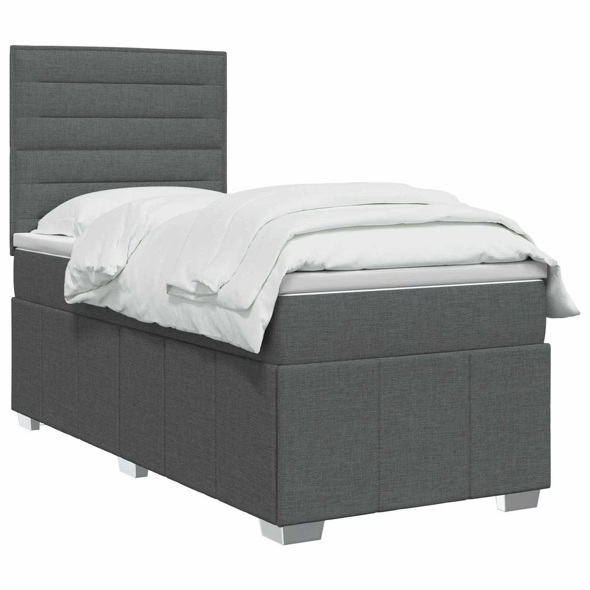 LED Boxspringbett mit Matratze Dunkelgrau 90 x 190 cm Stoff