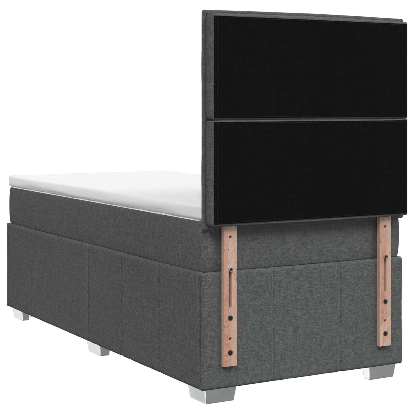 LED Boxspringbett mit Matratze Dunkelgrau 90 x 190 cm Stoff