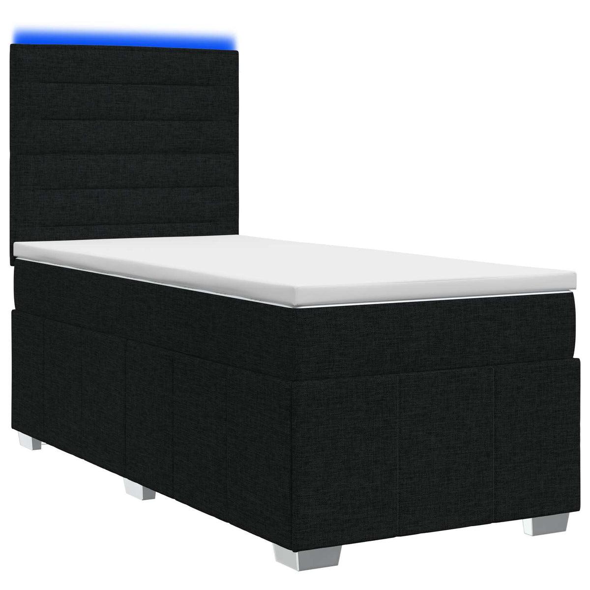 LED Boxspringbett mit Matratze Schwarz 90 x 200 cm Stoff