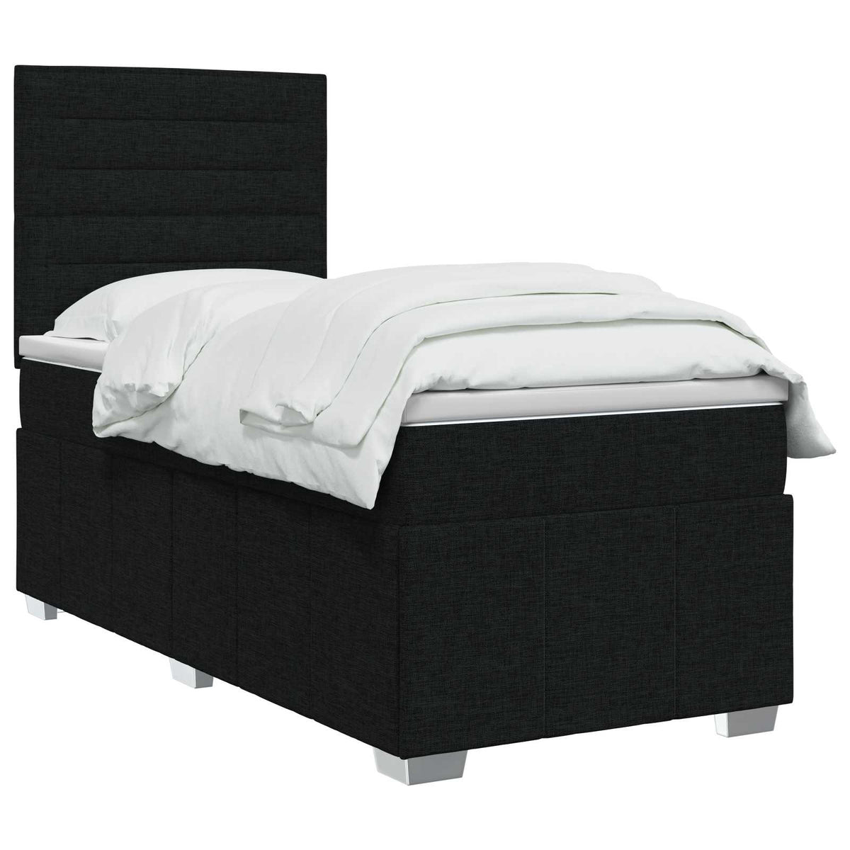 LED Boxspringbett mit Matratze Schwarz 90 x 200 cm Stoff