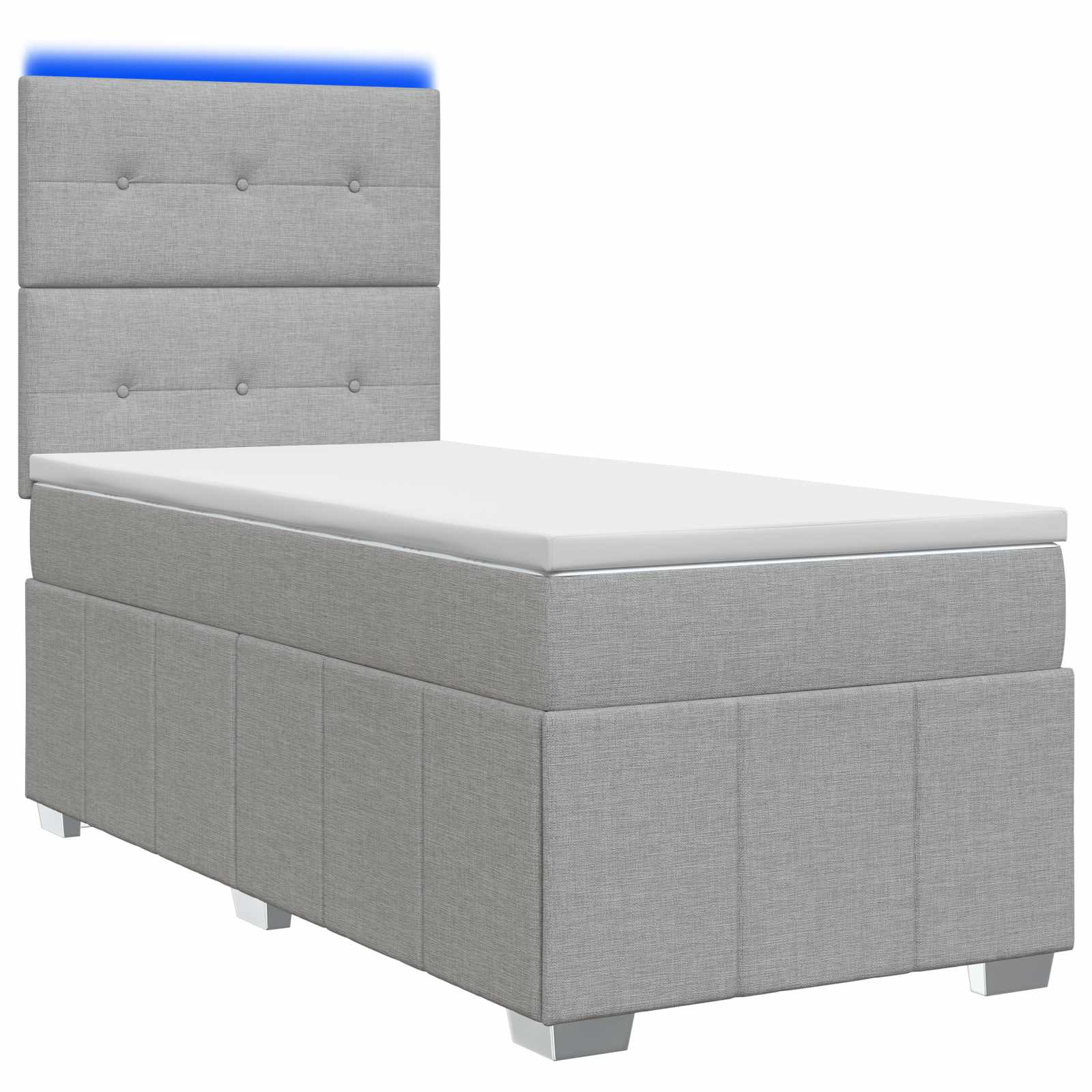 LED Boxspringbett mit Matratze Hellgrau 90 x 200 cm Stoff