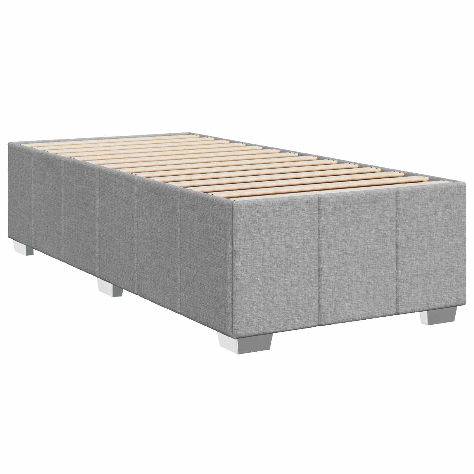 LED Boxspringbett mit Matratze Hellgrau 90 x 200 cm Stoff