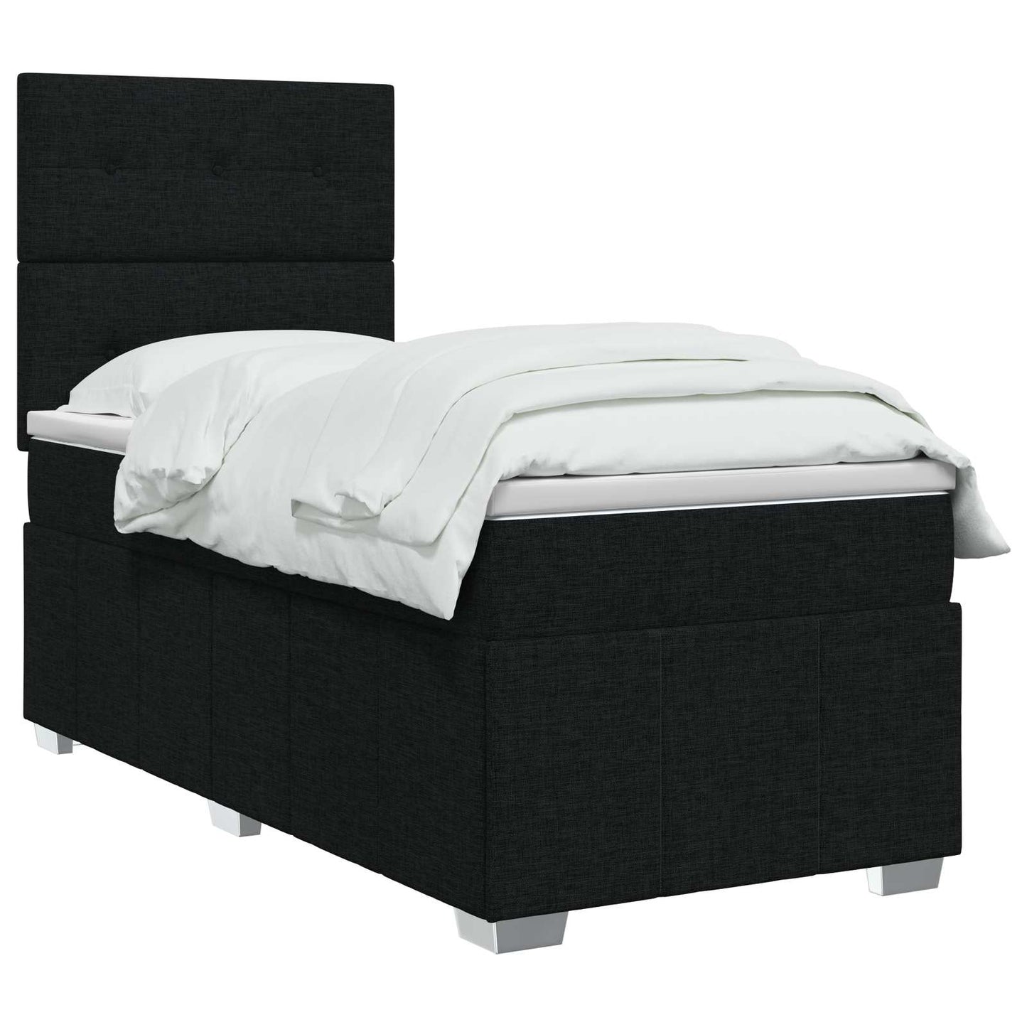 LED Boxspringbett mit Matratze Schwarz 90 x 200 cm Stoff