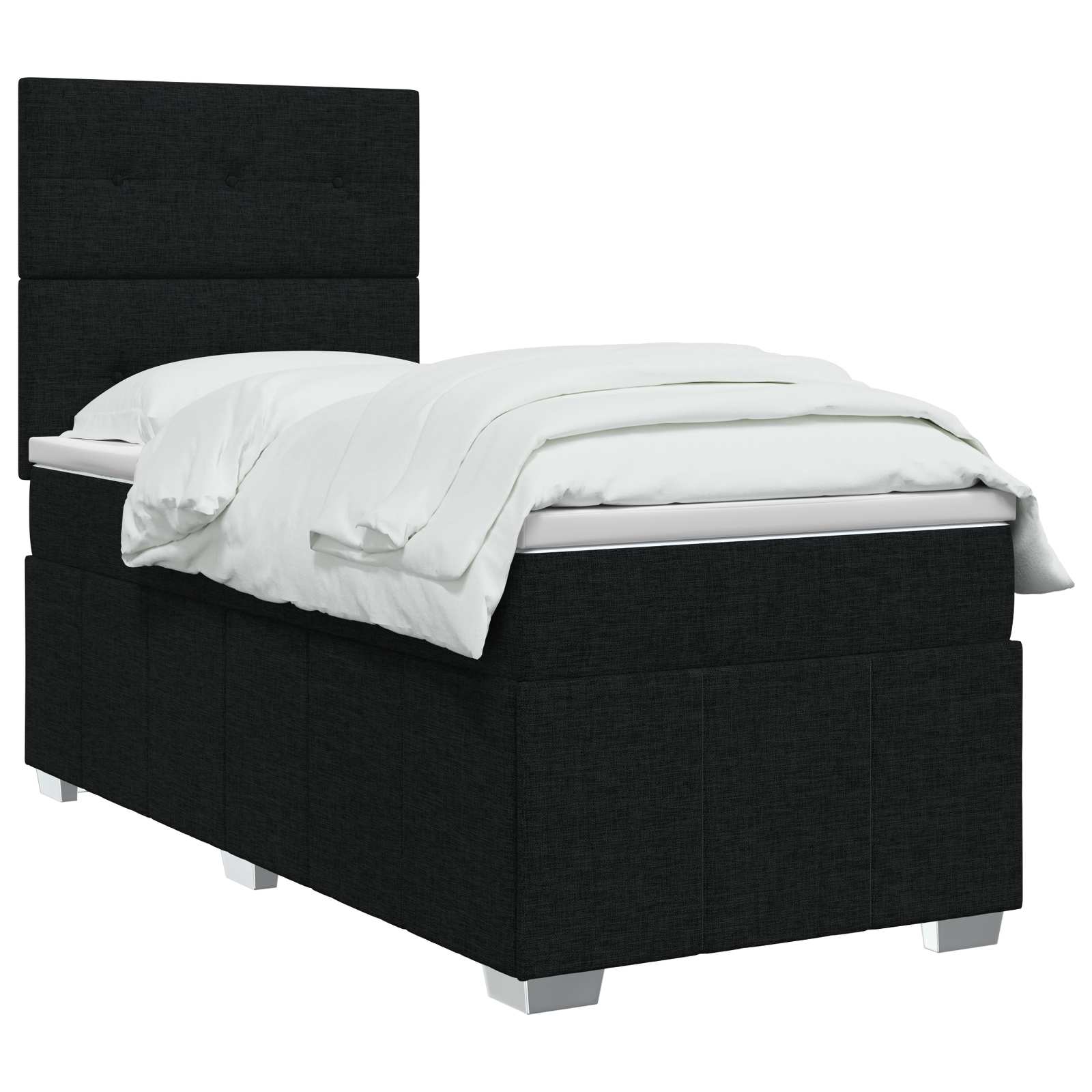LED Boxspringbett mit Matratze Schwarz 90 x 200 cm Stoff