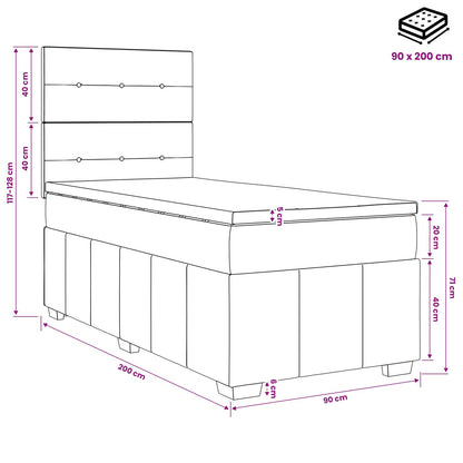LED Boxspringbett mit Matratze Schwarz 90 x 200 cm Stoff