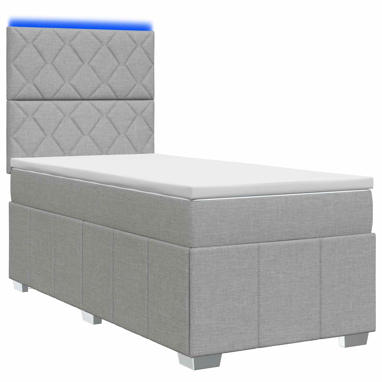 LED Boxspringbett mit Matratze Hellgrau 90 x 200 cm Stoff