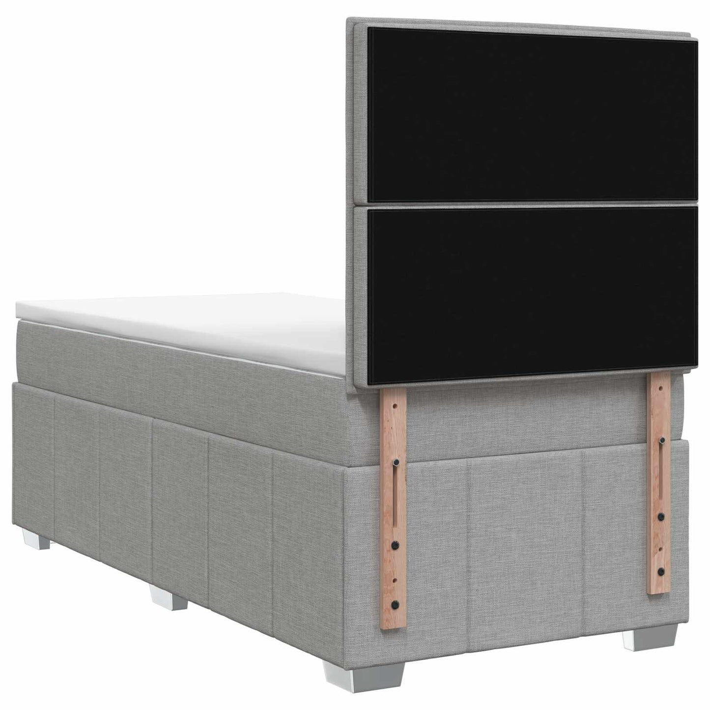 LED Boxspringbett mit Matratze Hellgrau 90 x 200 cm Stoff