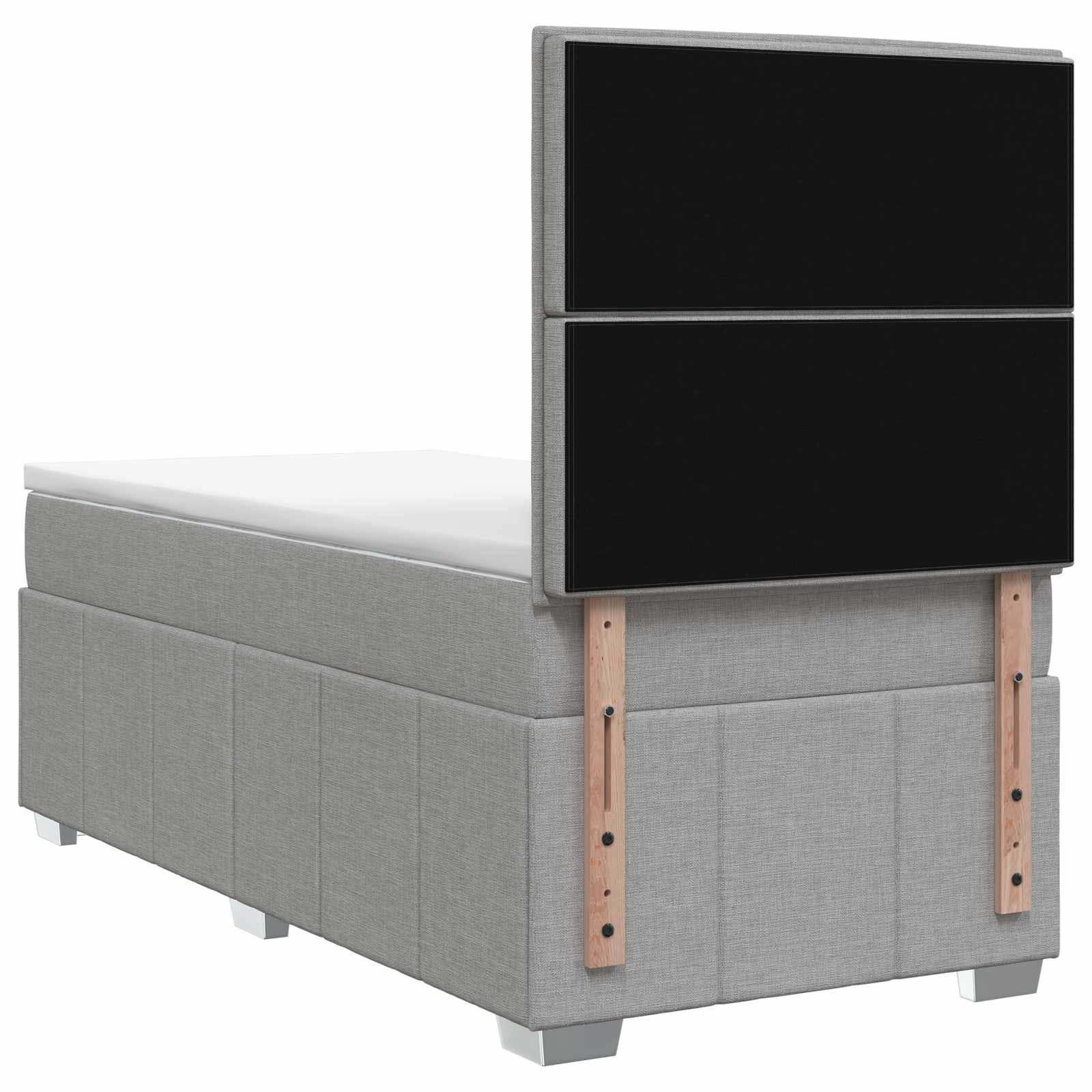 LED Boxspringbett mit Matratze Hellgrau 90 x 200 cm Stoff