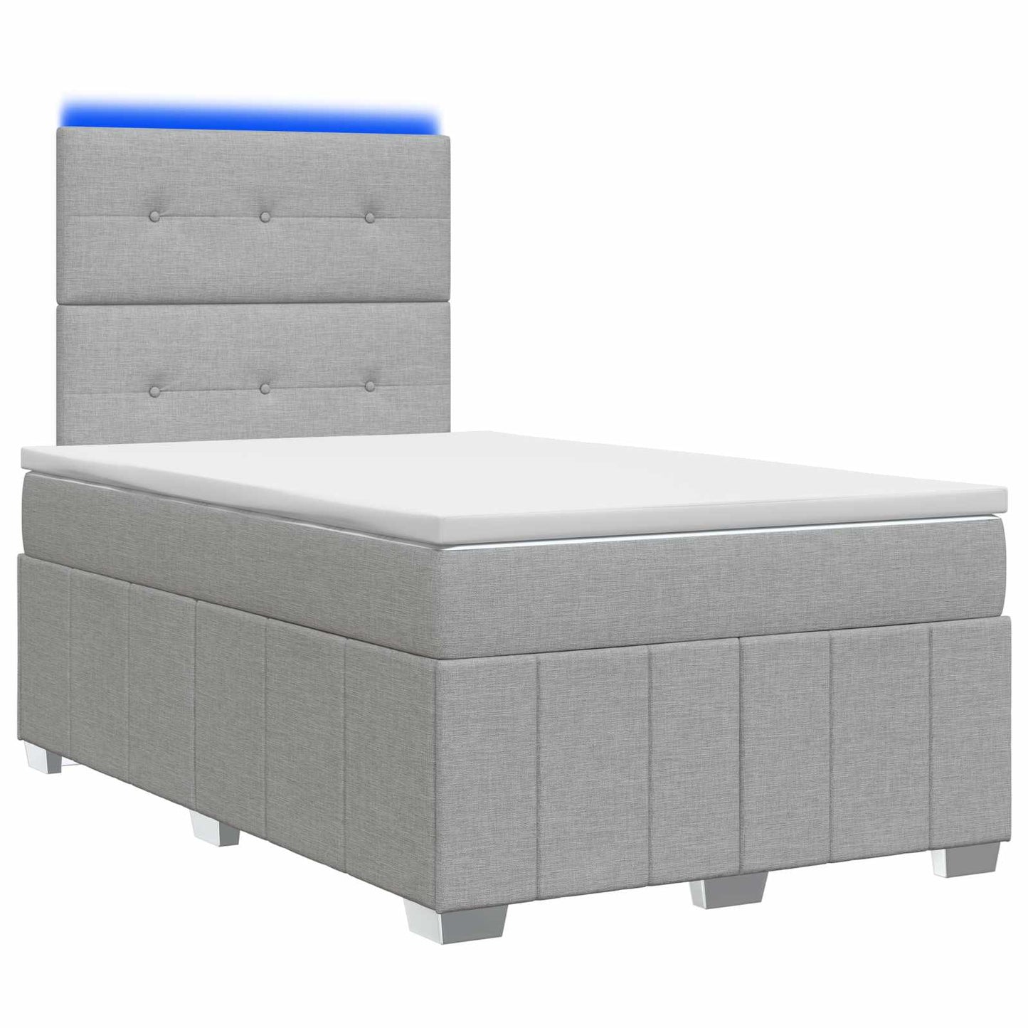 LED Boxspringbett mit Matratze Hellgrau 120 x 190 cm Stoff