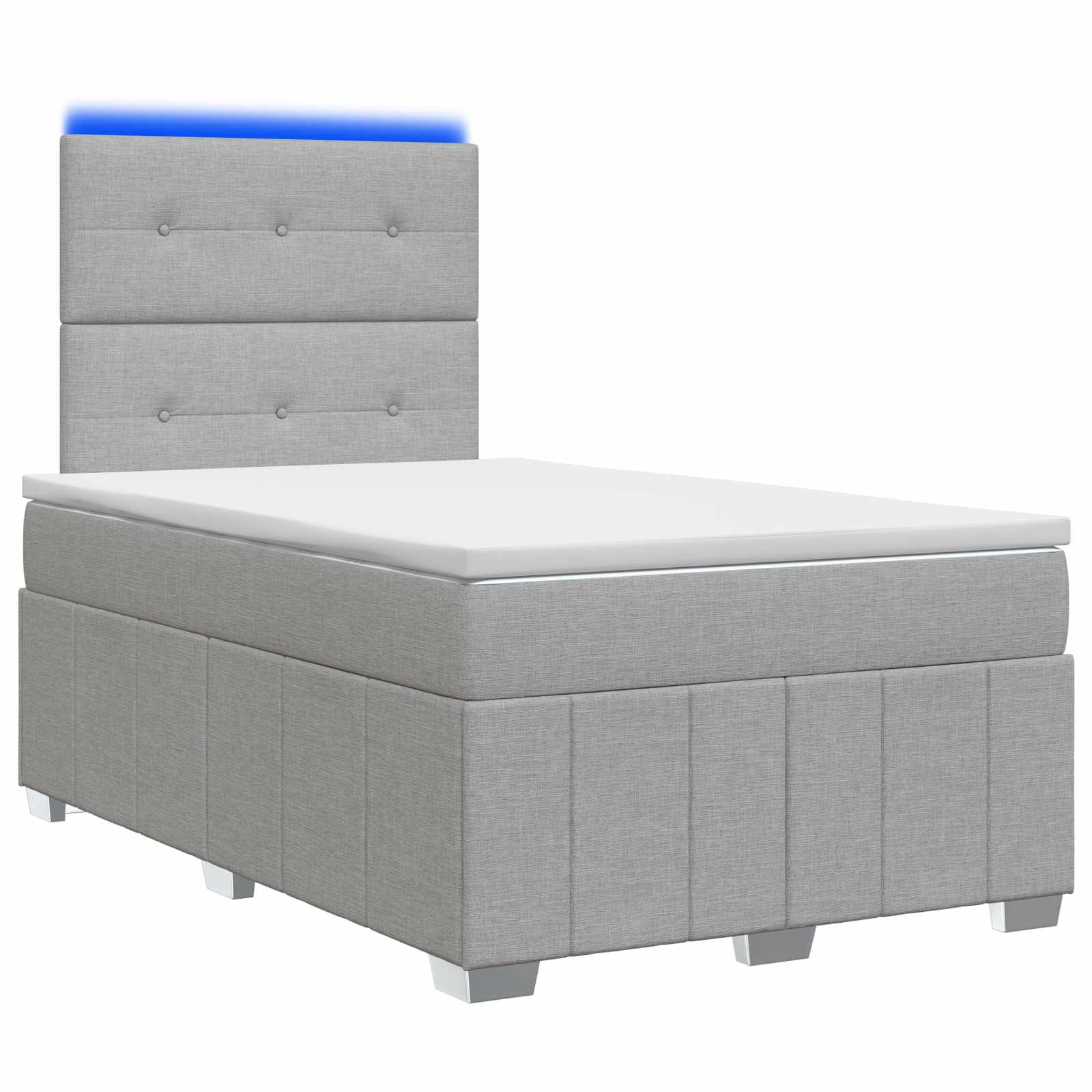 LED Boxspringbett mit Matratze Hellgrau 120 x 190 cm Stoff