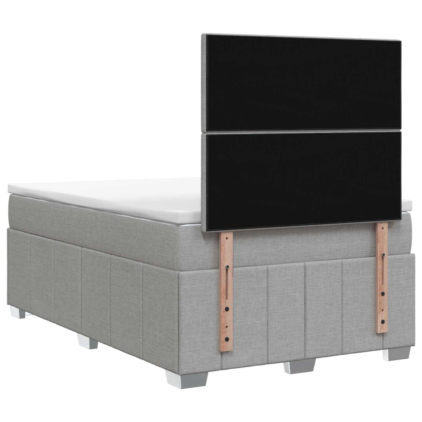 LED Boxspringbett mit Matratze Hellgrau 120 x 190 cm Stoff