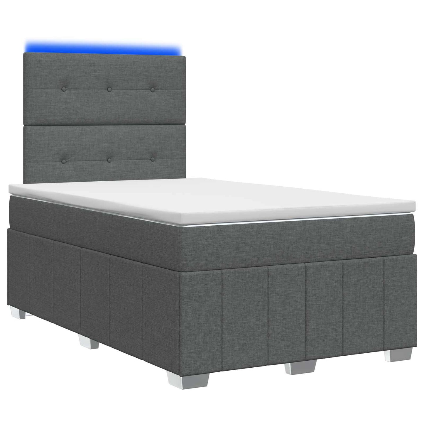 LED Boxspringbett mit Matratze Dunkelgrau 120 x 190 cm Stoff