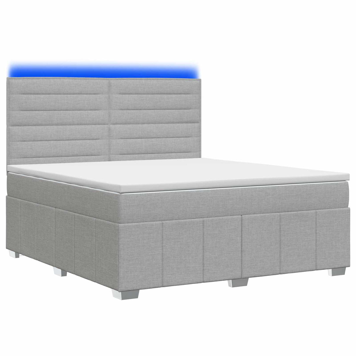 LED Boxspringbett mit Matratze Hellgrau 140 x 190 cm Stoff