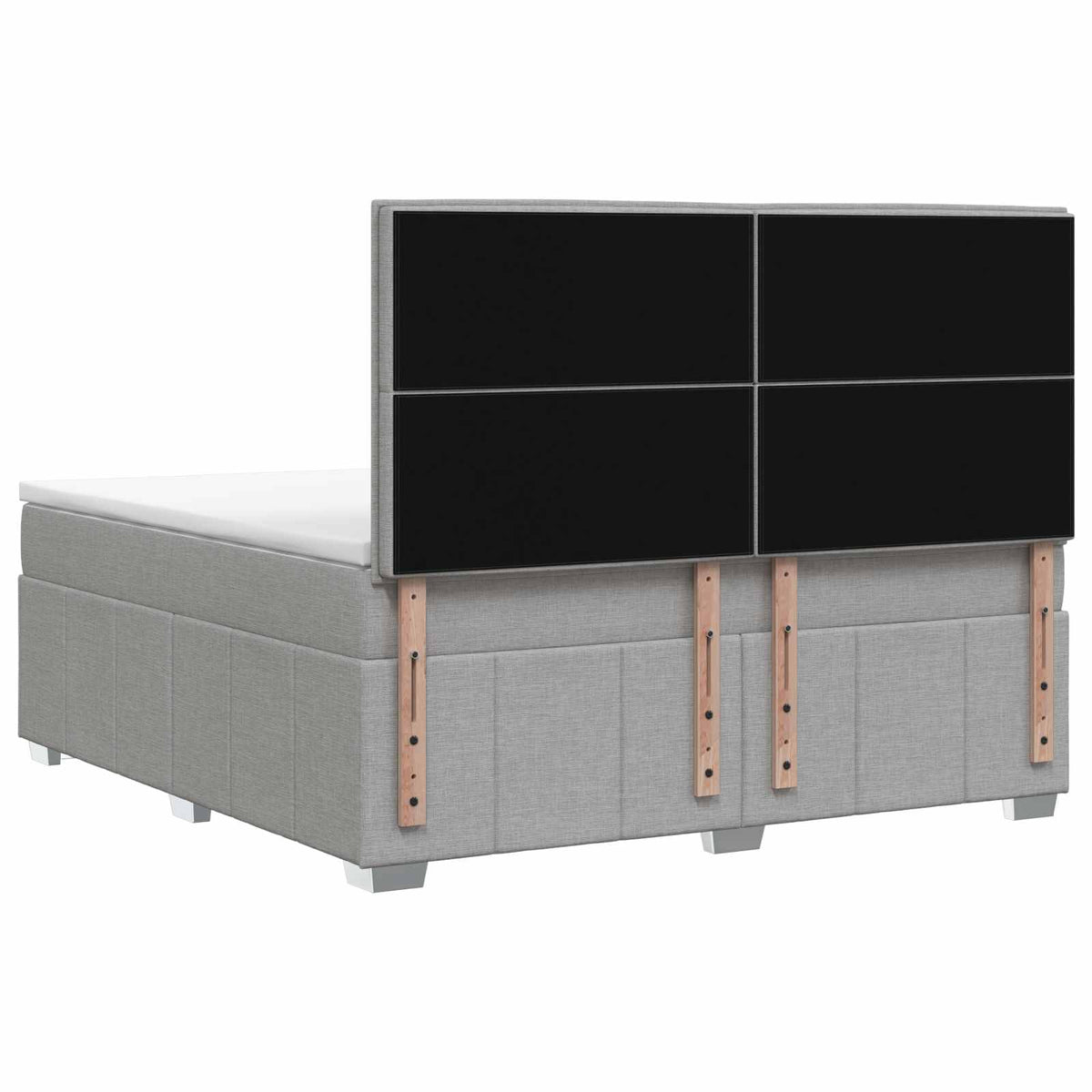 LED Boxspringbett mit Matratze Hellgrau 140 x 190 cm Stoff