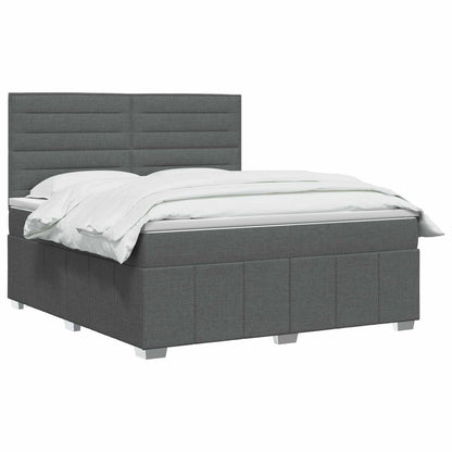 LED Boxspringbett mit Matratze Dunkelgrau 140 x 190 cm Stoff