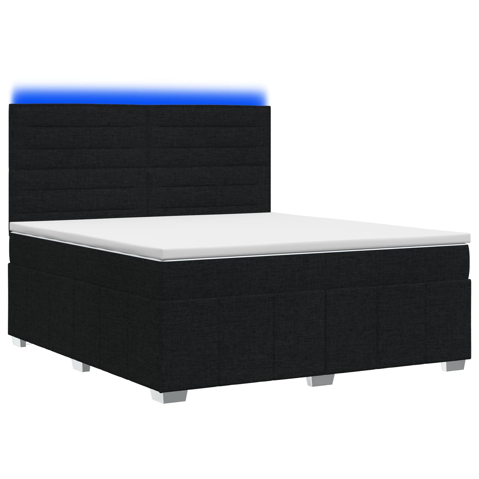 LED Boxspringbett mit Matratze Schwarz 140 x 190 cm Stoff