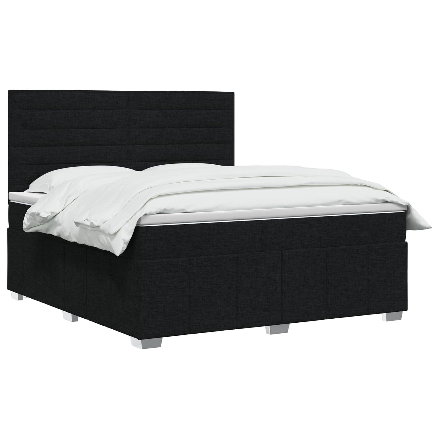 LED Boxspringbett mit Matratze Schwarz 140 x 190 cm Stoff