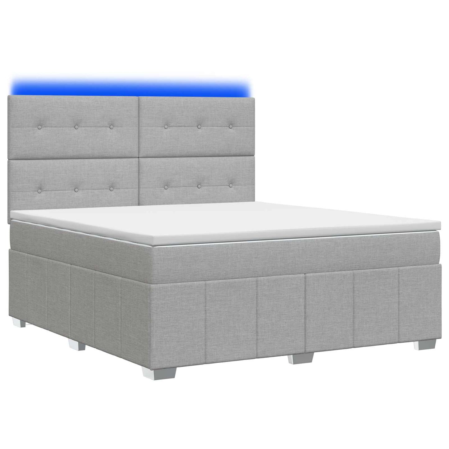 LED Boxspringbett mit Matratze Hellgrau 140 x 190 cm Stoff