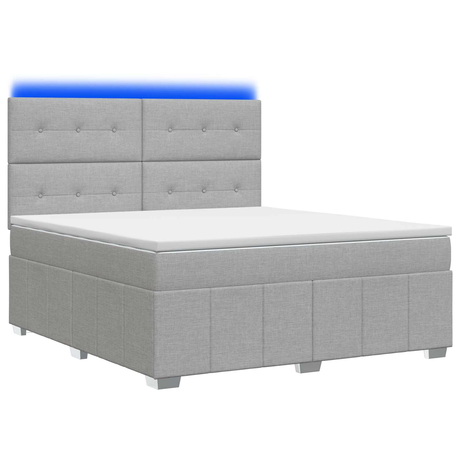 LED Boxspringbett mit Matratze Hellgrau 140 x 190 cm Stoff