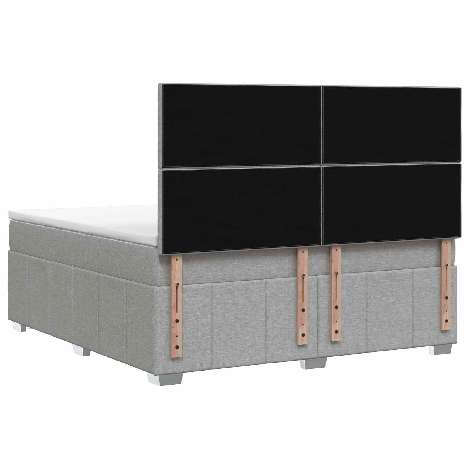 LED Boxspringbett mit Matratze Hellgrau 140 x 190 cm Stoff