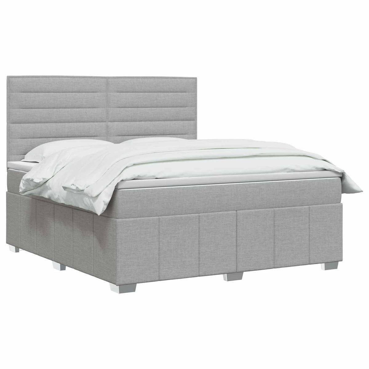 LED Boxspringbett mit Matratze Hellgrau 140 x 200 cm Stoff