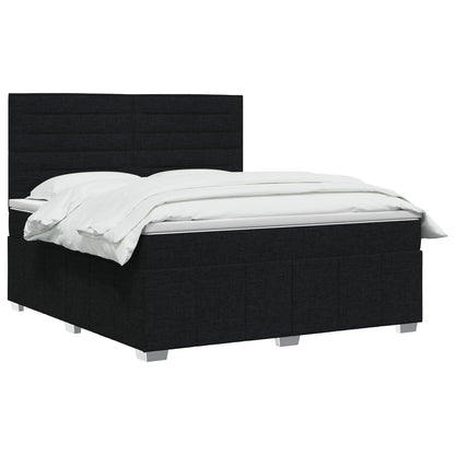 LED Boxspringbett mit Matratze Schwarz 140 x 200 cm Stoff