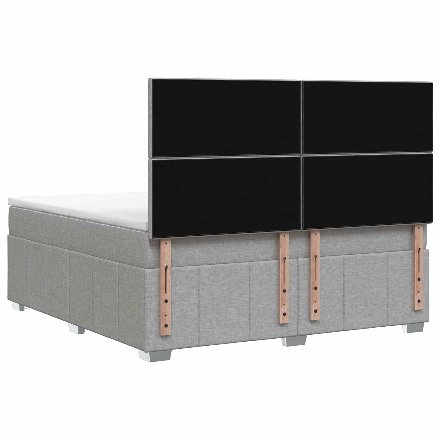 LED Boxspringbett mit Matratze Hellgrau 140 x 200 cm Stoff