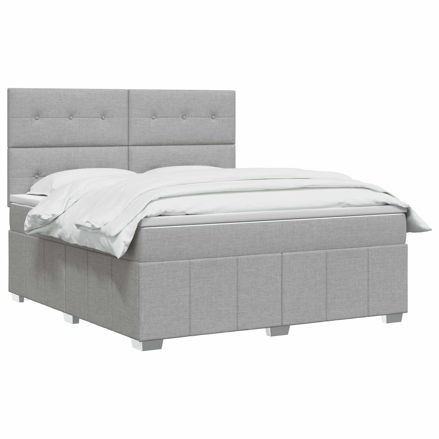 LED Boxspringbett mit Matratze Hellgrau 140 x 200 cm Stoff