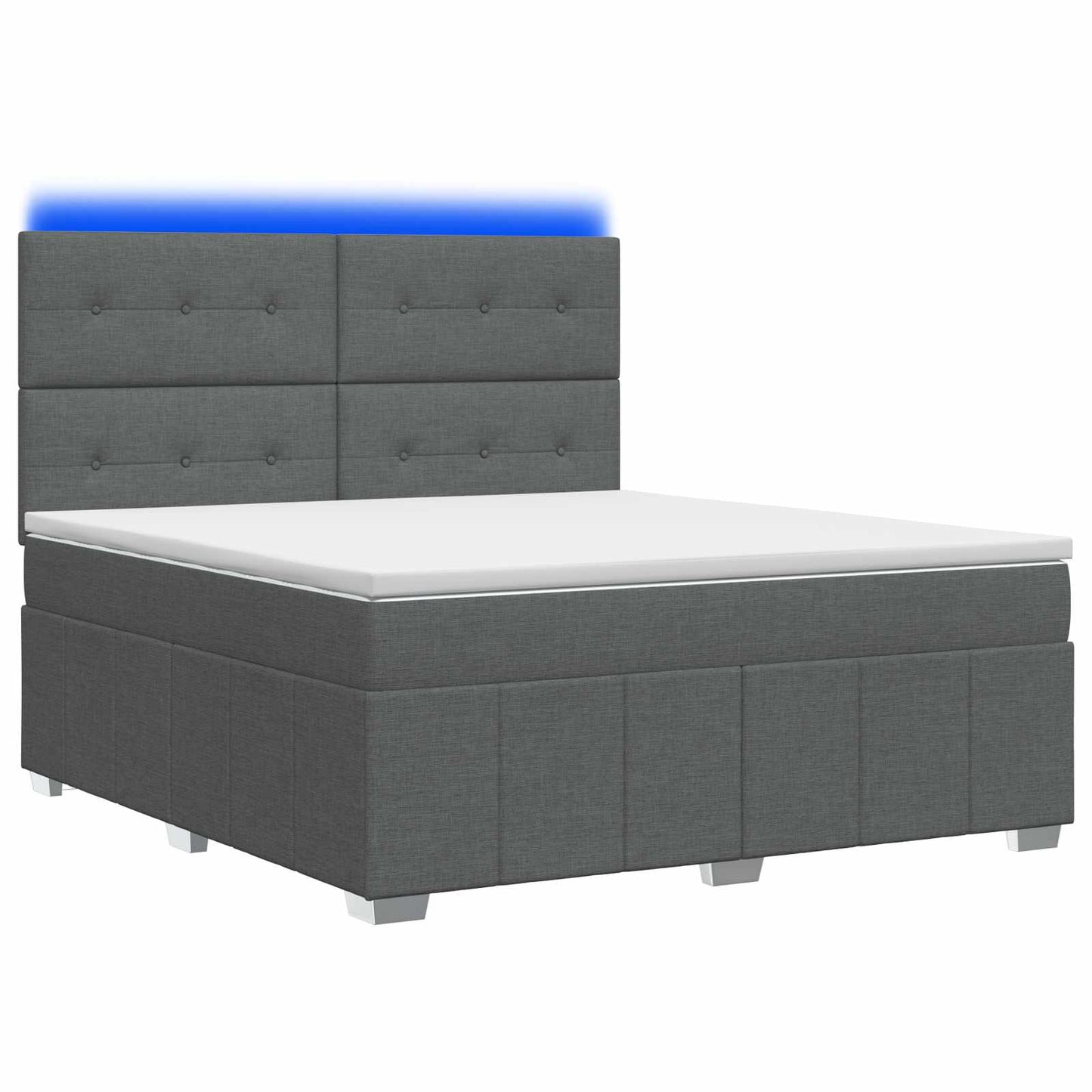 LED Boxspringbett mit Matratze Dunkelgrau 140 x 200 cm Stoff