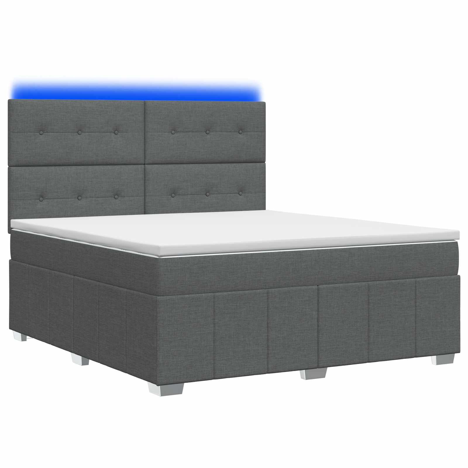 LED Boxspringbett mit Matratze Dunkelgrau 140 x 200 cm Stoff