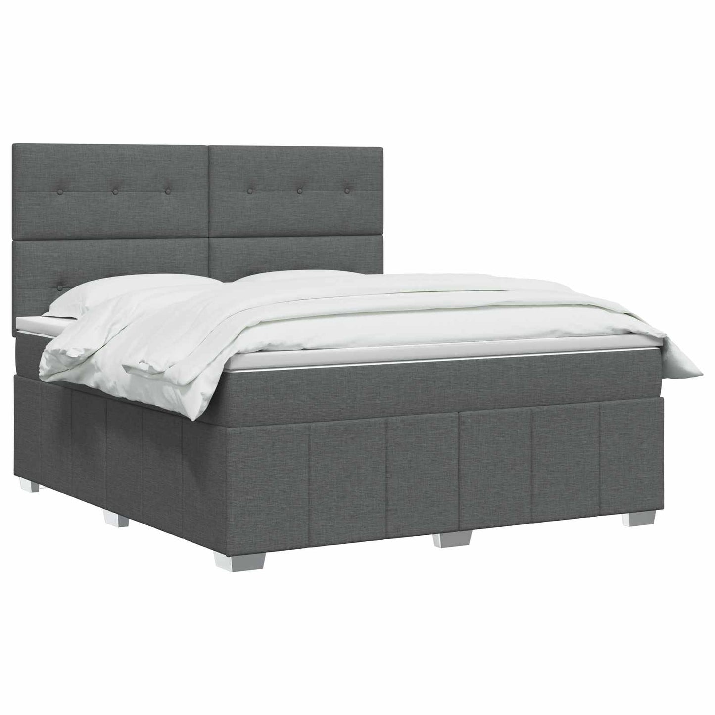 LED Boxspringbett mit Matratze Dunkelgrau 140 x 200 cm Stoff
