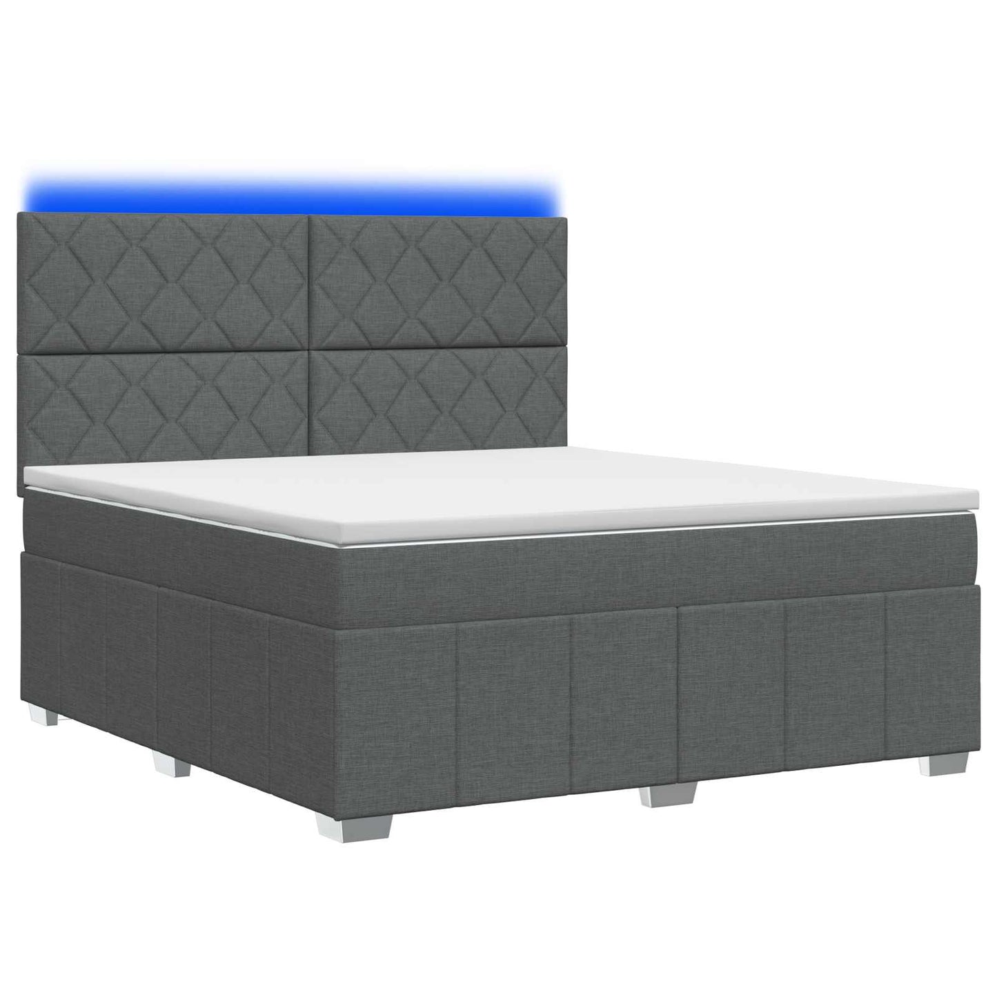 LED Boxspringbett mit Matratze Dunkelgrau 140 x 200 cm Stoff