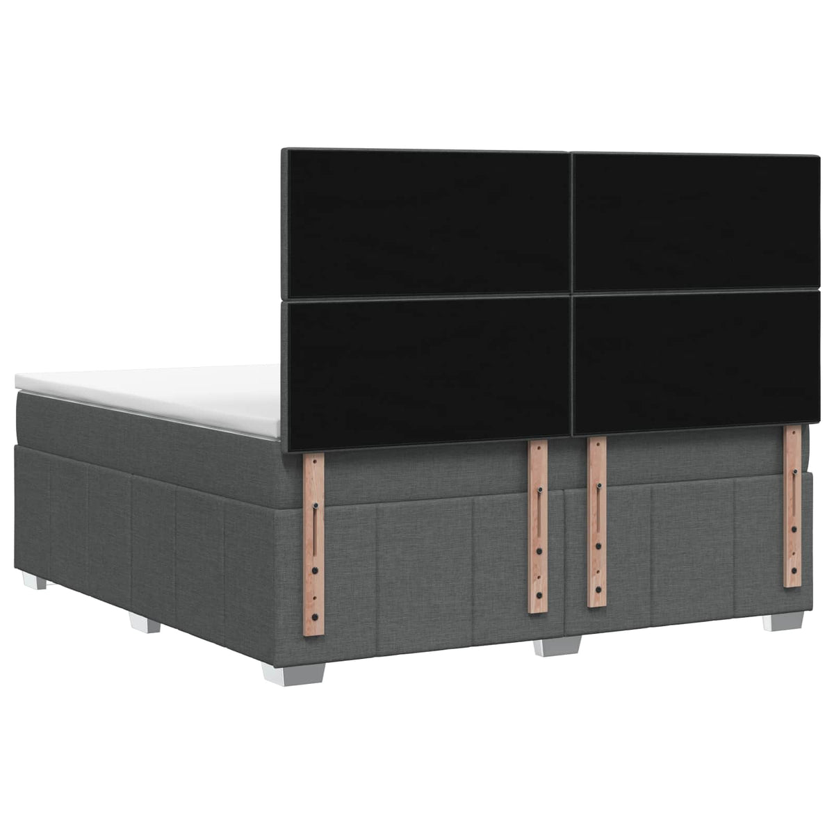 LED Boxspringbett mit Matratze Dunkelgrau 160 x 200 cm Stoff