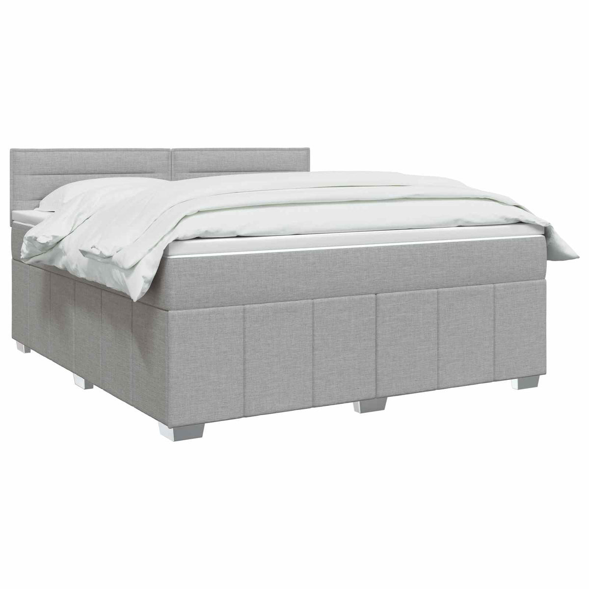 LED Boxspringbett mit Matratze Hellgrau 180 x 200 cm Stoff