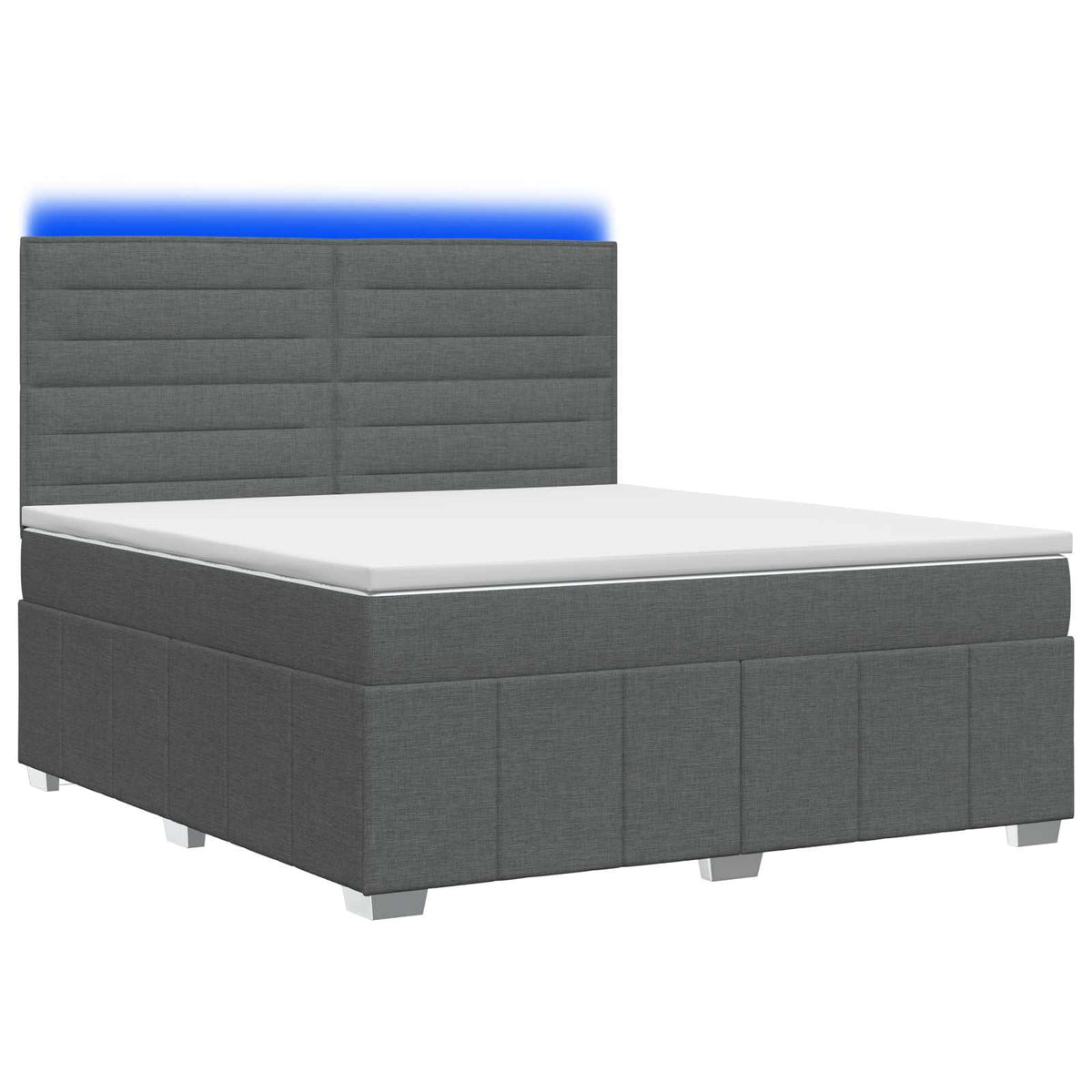 LED Boxspringbett mit Matratze Dunkelgrau 180 x 200 cm Stoff