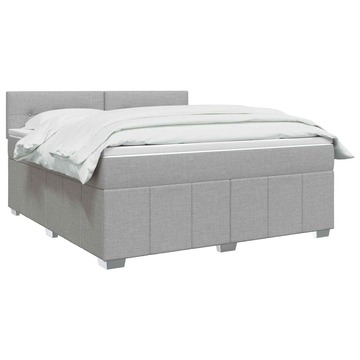 LED Boxspringbett mit Matratze Hellgrau 180 x 200 cm Stoff