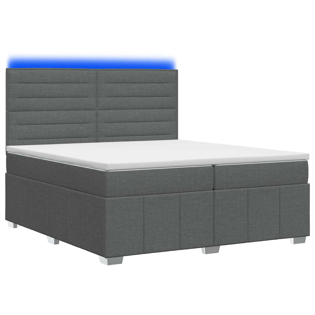 LED Boxspringbett mit Matratze Dunkelgrau 200 x 200 cm Stoff