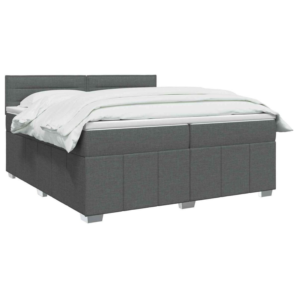 LED Boxspringbett mit Matratze Dunkelgrau 200 x 200 cm Stoff