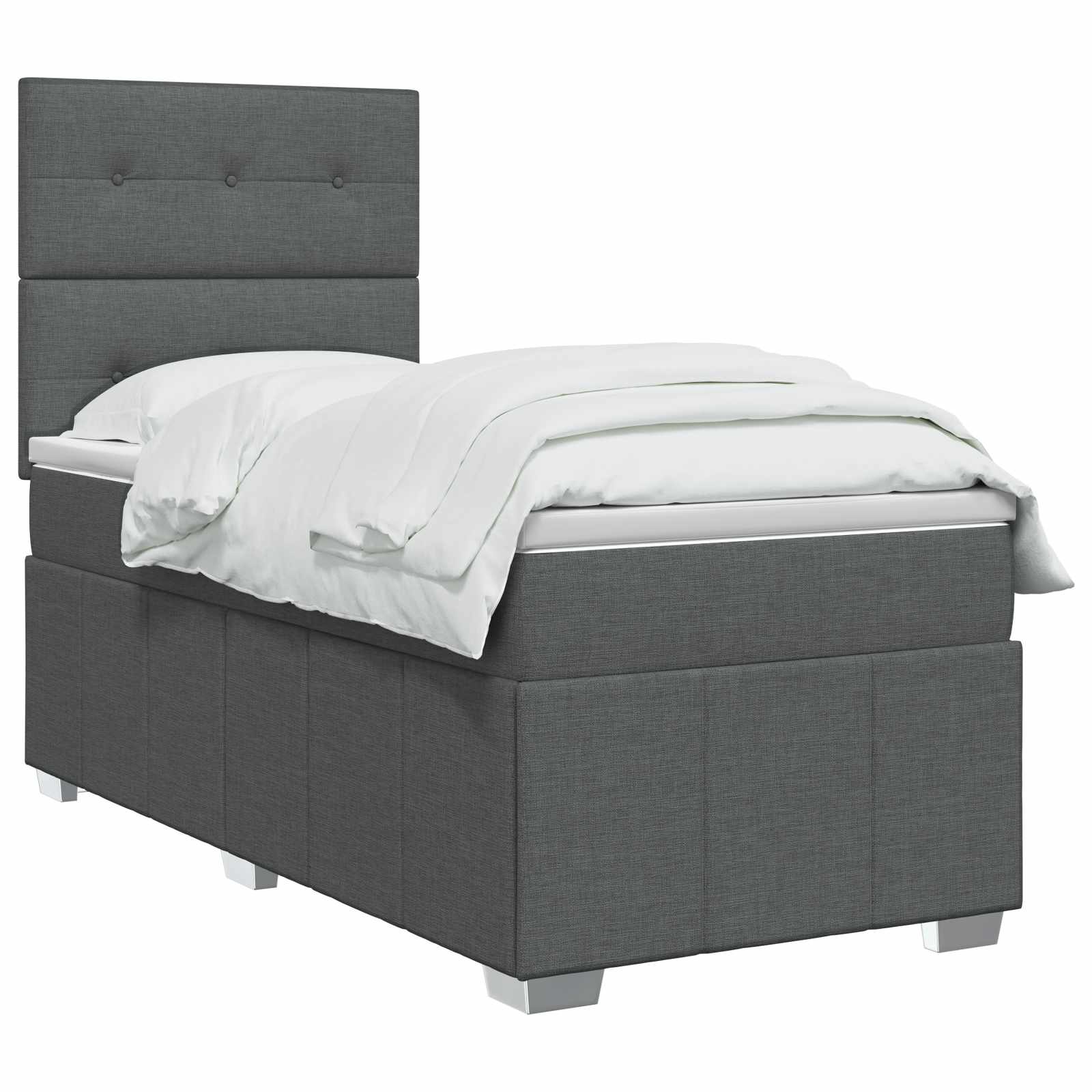 LED Boxspringbett mit Matratze Dunkelgrau 90 x 190 cm Stoff