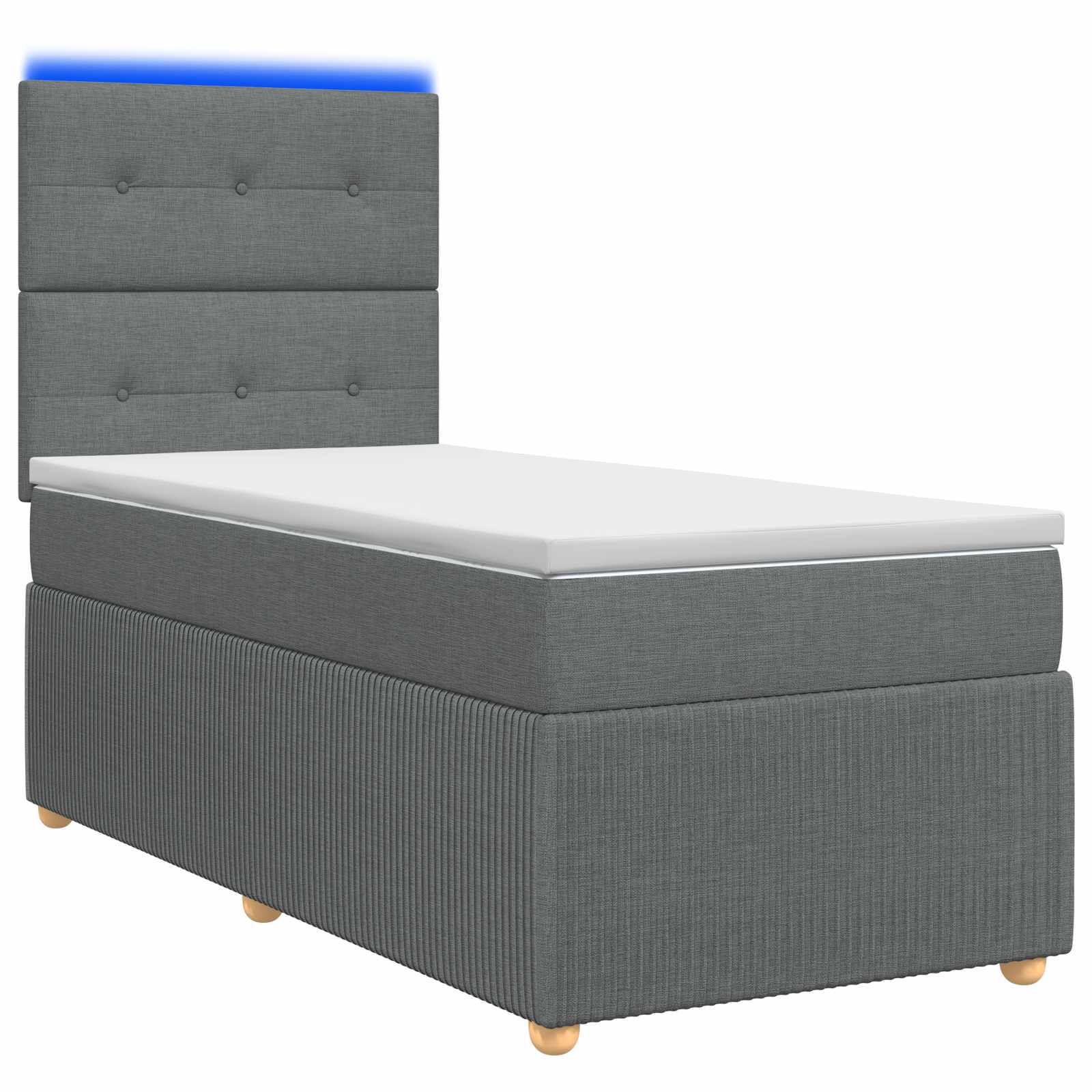 LED Boxspringbett mit Matratze Dunkelgrau 80 x 200 cm Stoff