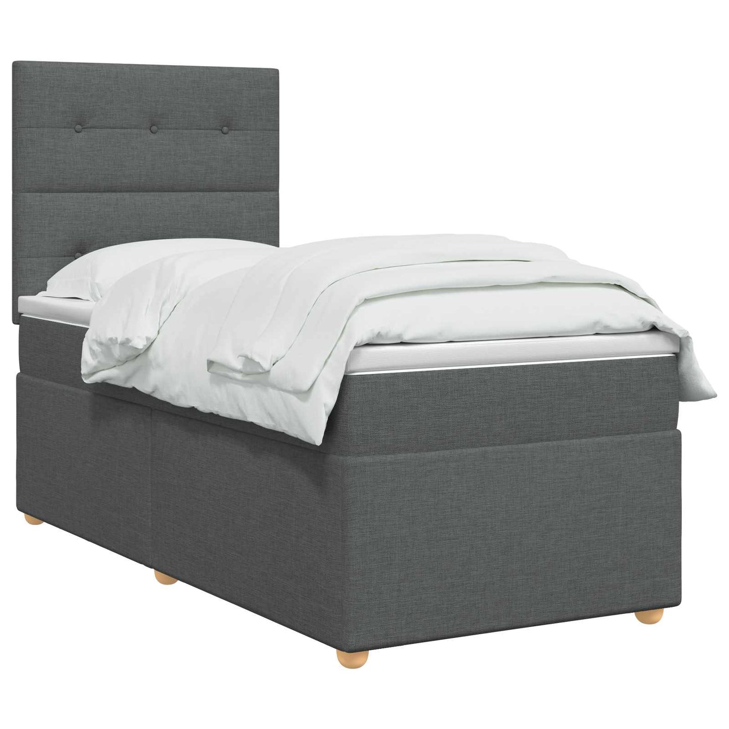 LED Boxspringbett mit Matratze Dunkelgrau 80 x 200 cm Stoff