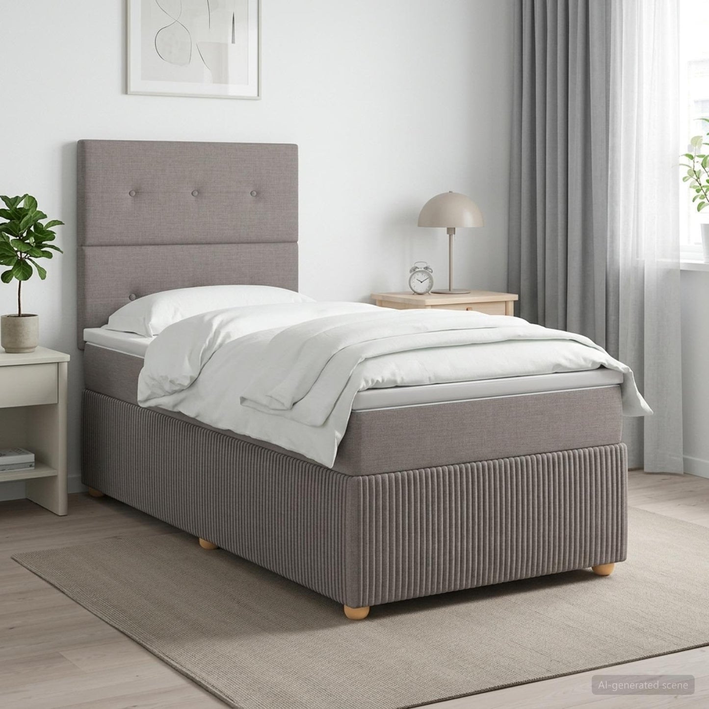 LED Boxspringbett mit Matratze Taupe 80 x 200 cm Stoff