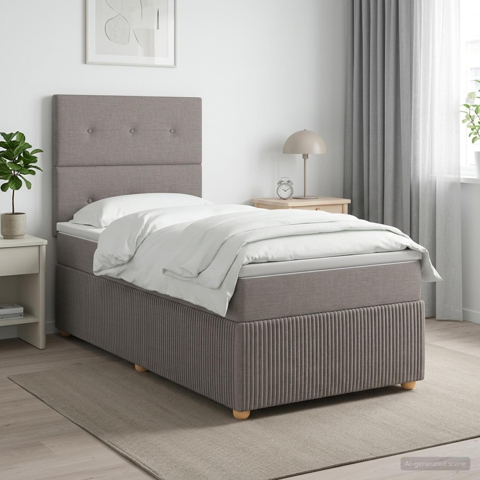 LED Boxspringbett mit Matratze Taupe 80 x 200 cm Stoff