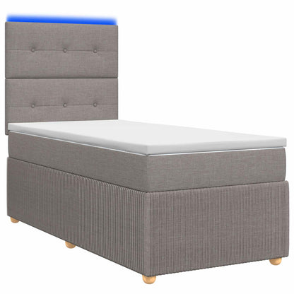LED Boxspringbett mit Matratze Taupe 80 x 200 cm Stoff