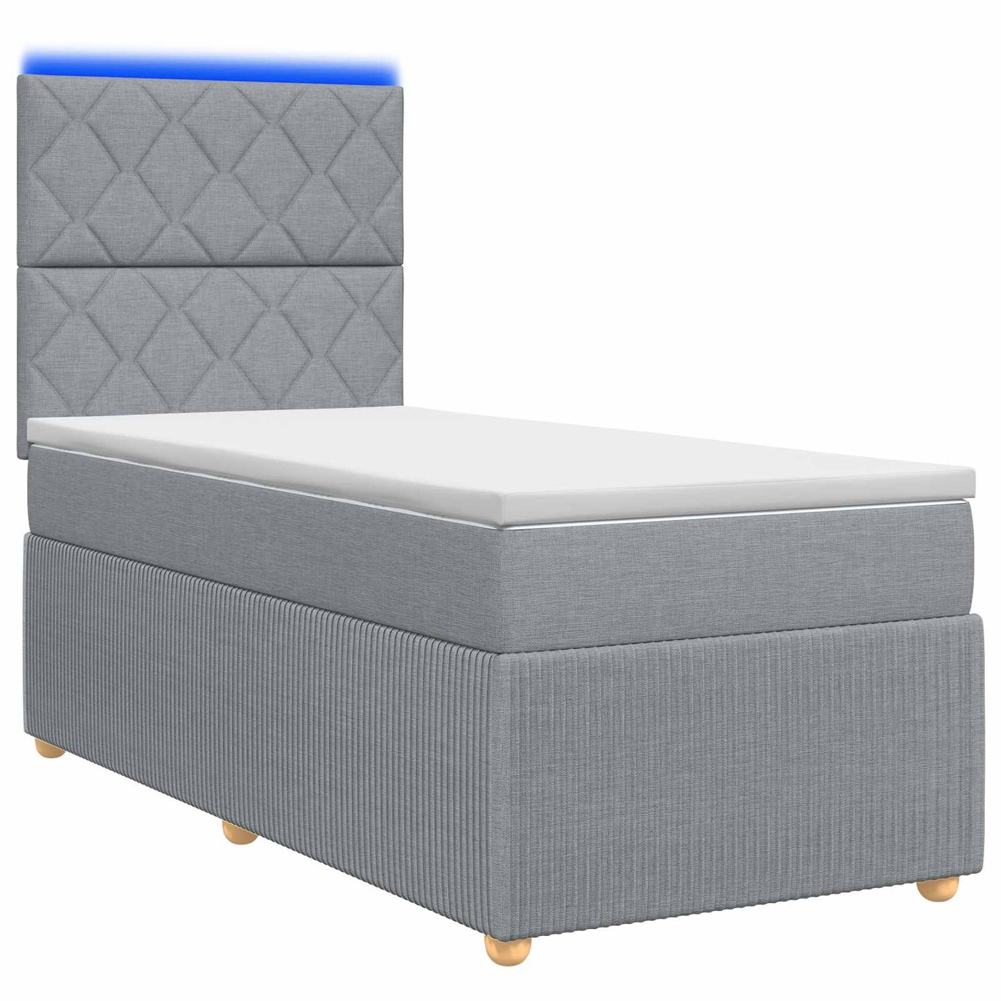 LED Boxspringbett mit Matratze Hellgrau 80 x 200 cm Stoff