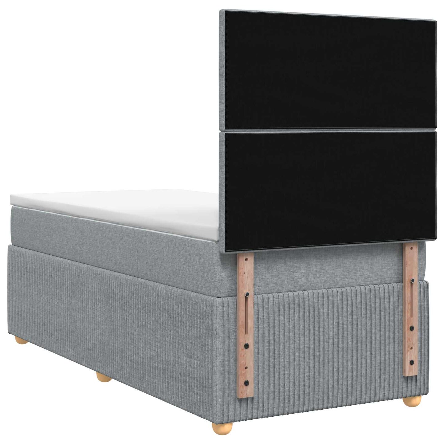 LED Boxspringbett mit Matratze Hellgrau 80 x 200 cm Stoff