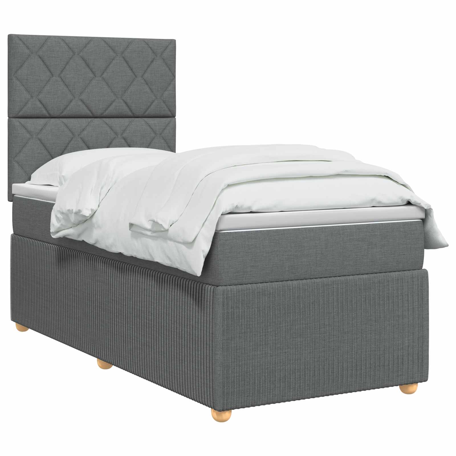 LED Boxspringbett mit Matratze Dunkelgrau 80 x 200 cm Stoff
