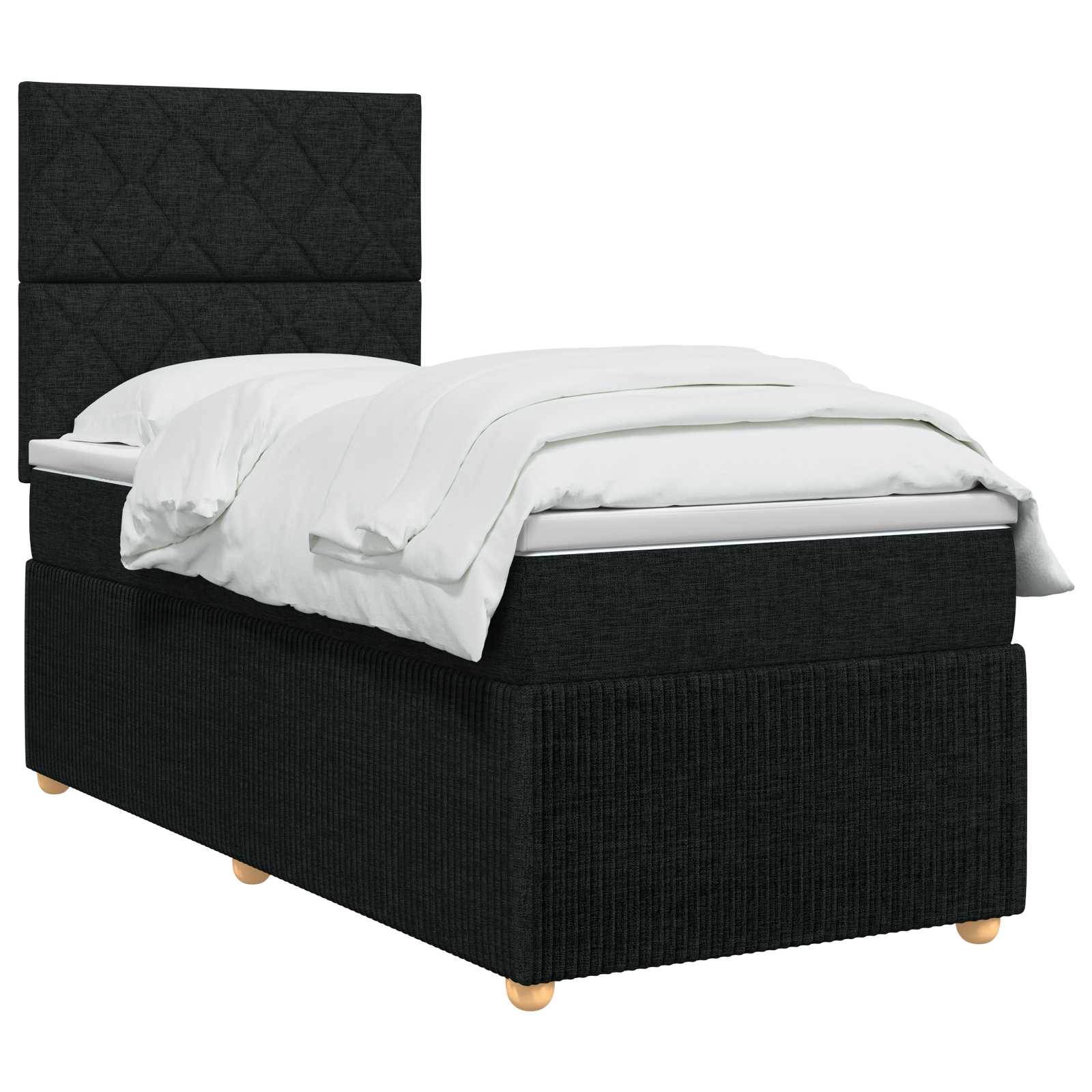 LED Boxspringbett mit Matratze Schwarz 80 x 200 cm Stoff